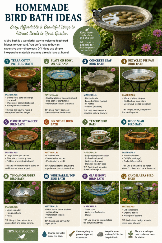 Homemade Bird Bath Ideas