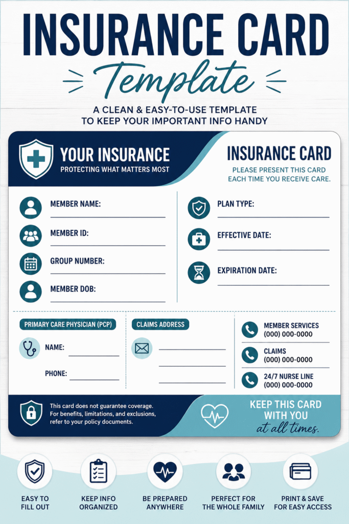 Insurance Card Template Ideas