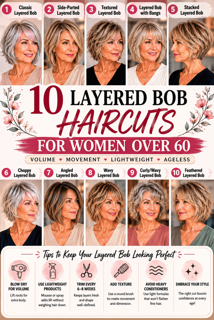 Layered Bob Haircuts for Women Over 60
