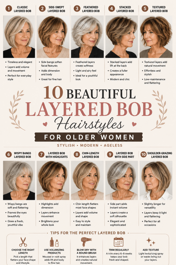 Layered Bob Hairstyles for Older Women