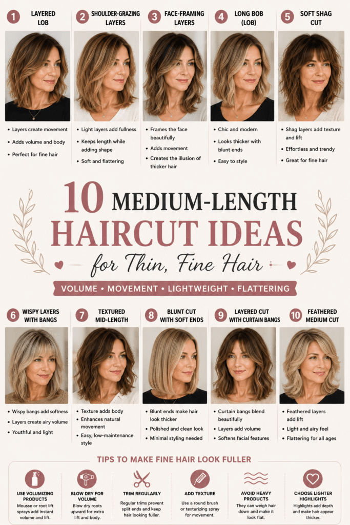 Medium-Length Haircut Ideas for Thin Fine Hair