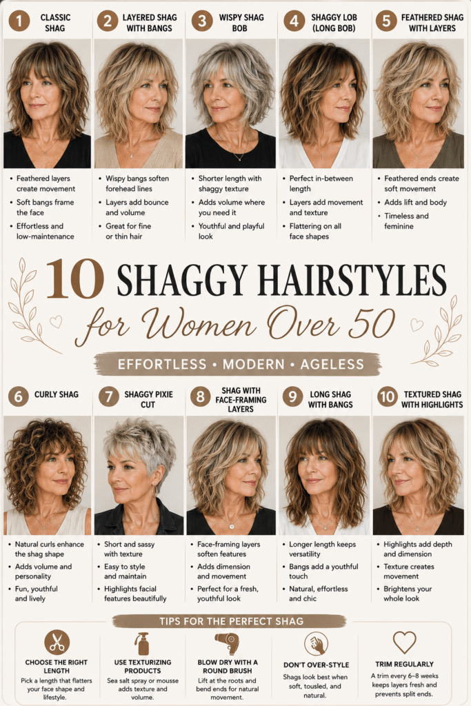 Shaggy Hairstyles for Women Over 50