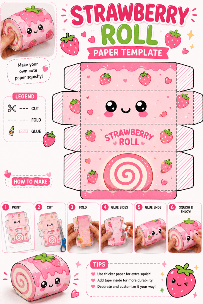 Strawberry Roll Paper Template